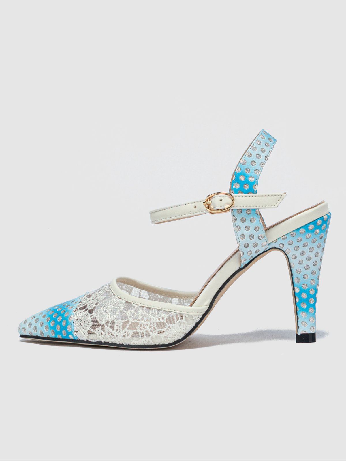 Elegant Floral Lace Ombre Chunky Heel Sandals
