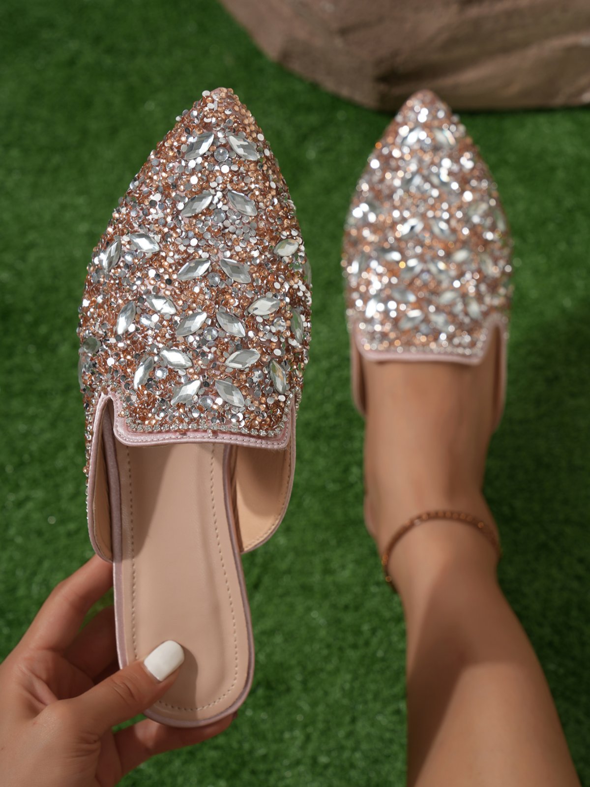 Versatile Rhinestone Mules