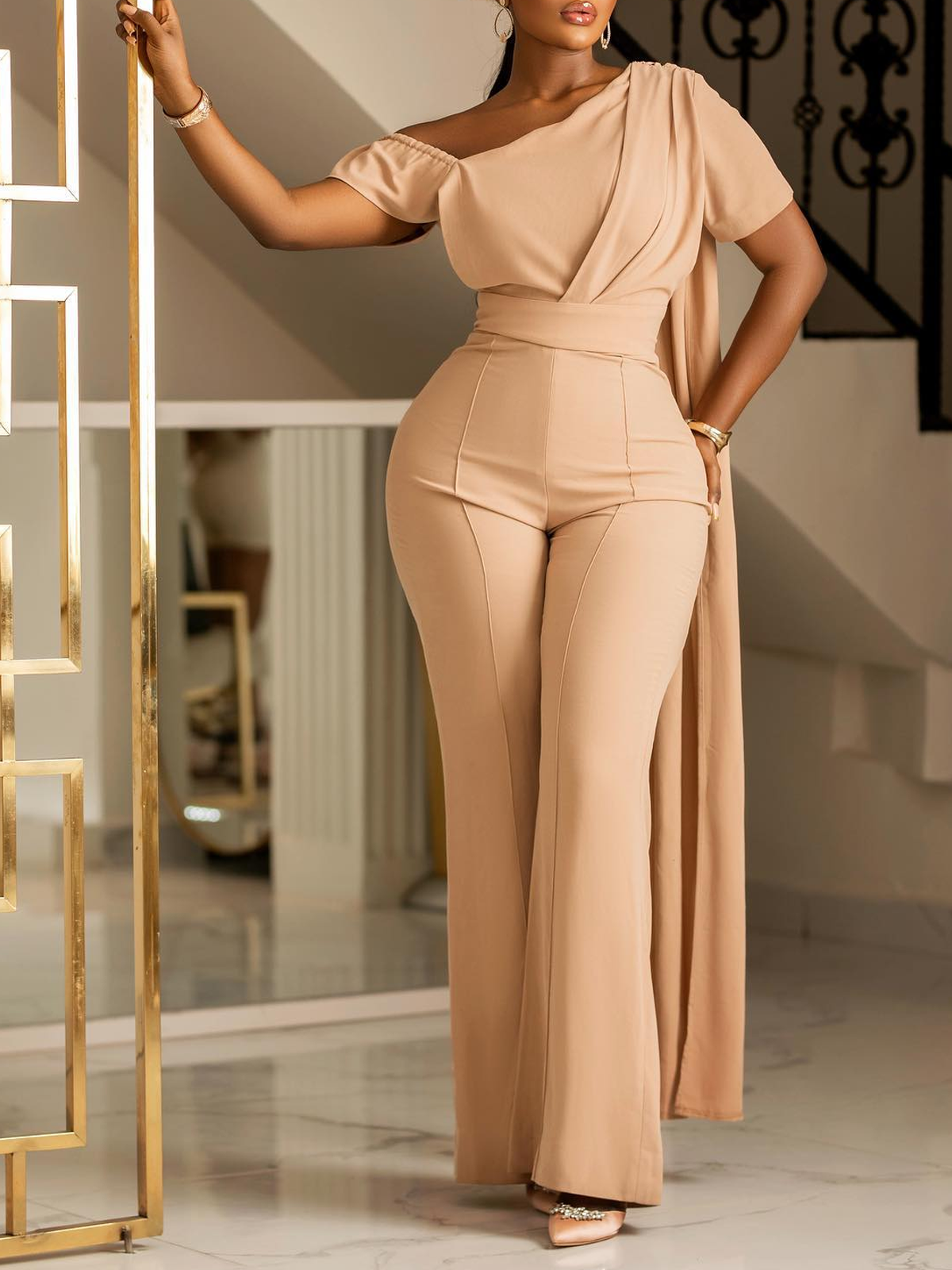 Party Regular Fit Asymmetrical Jumpsuit With No