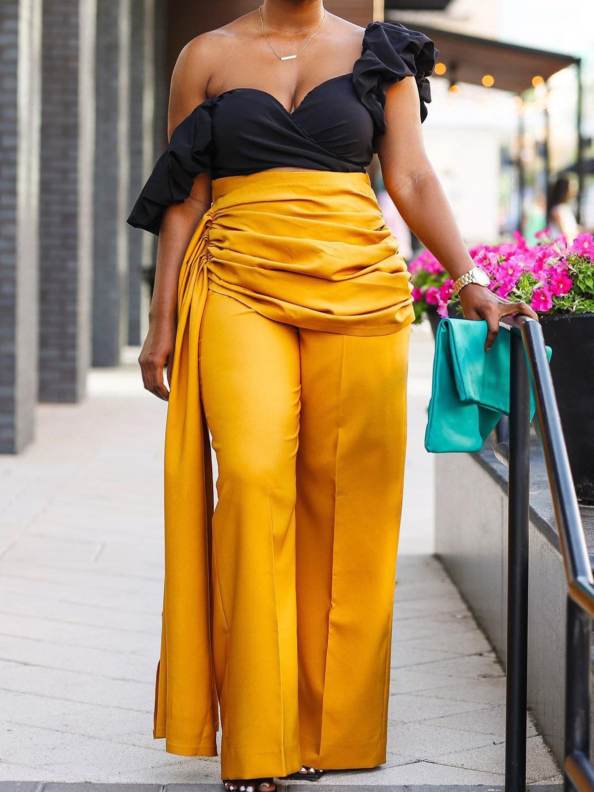 V Neck Elegant Regular Fit Plain Shirt