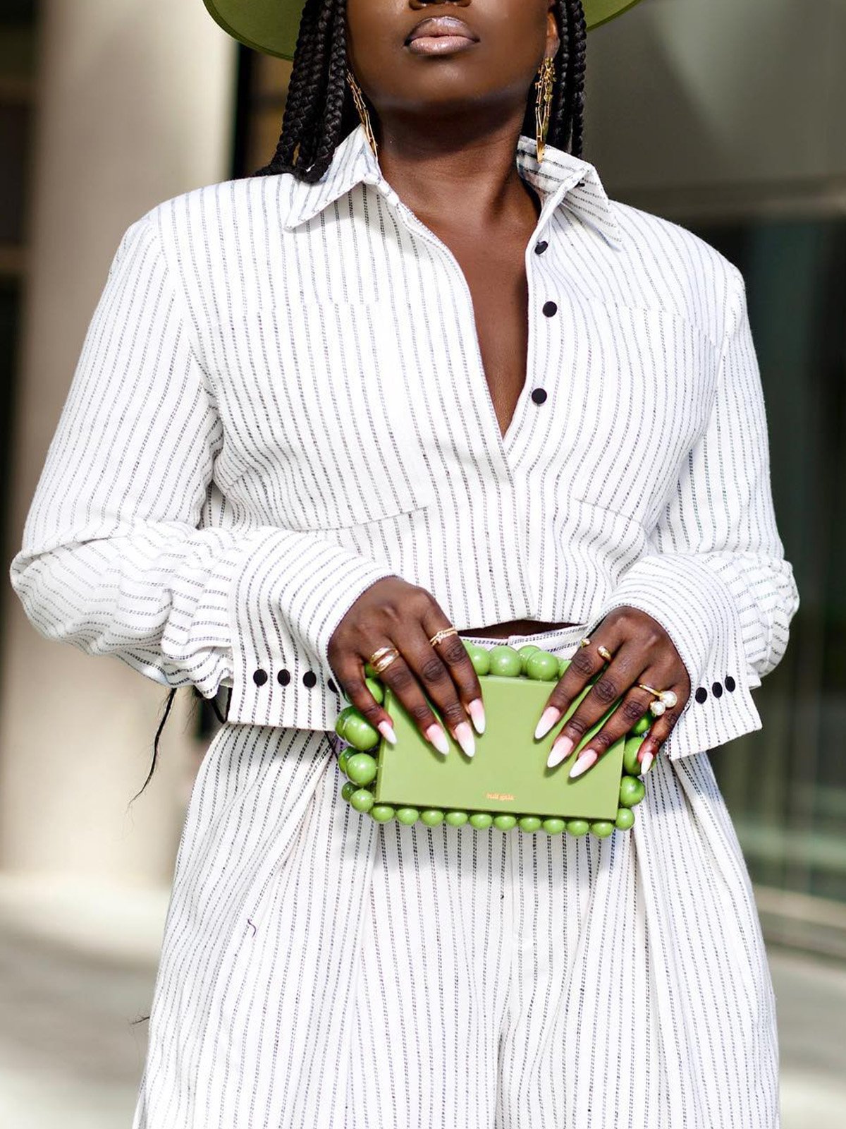 Shirt Collar Striped Vacation Blouse