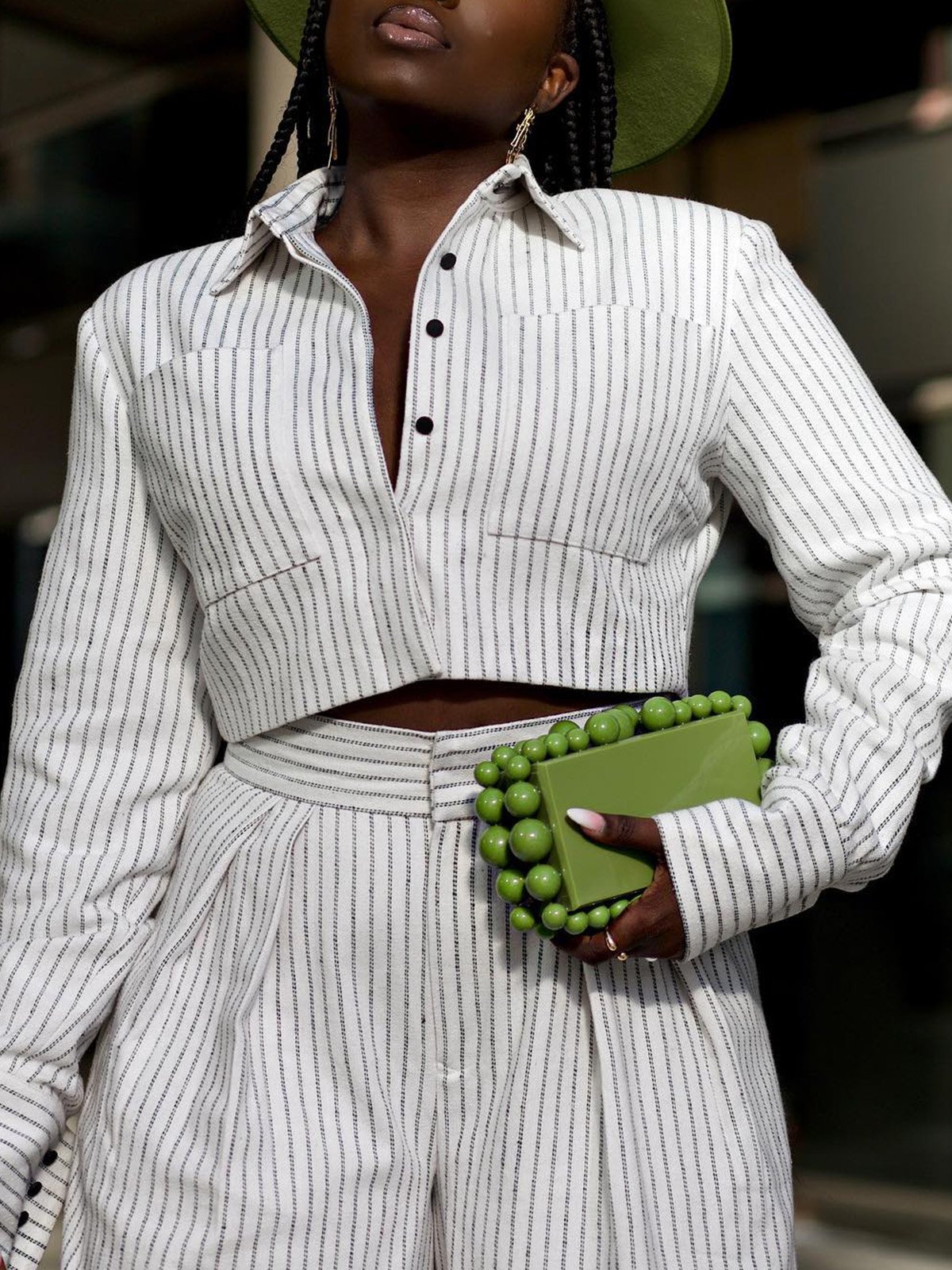 Shirt Collar Striped Vacation Blouse