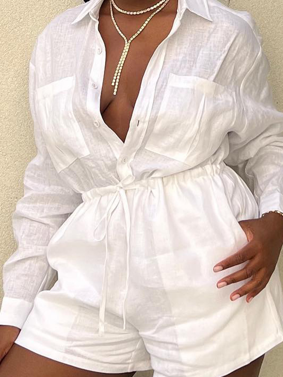 Shirt Collar Party Two-Piece Set