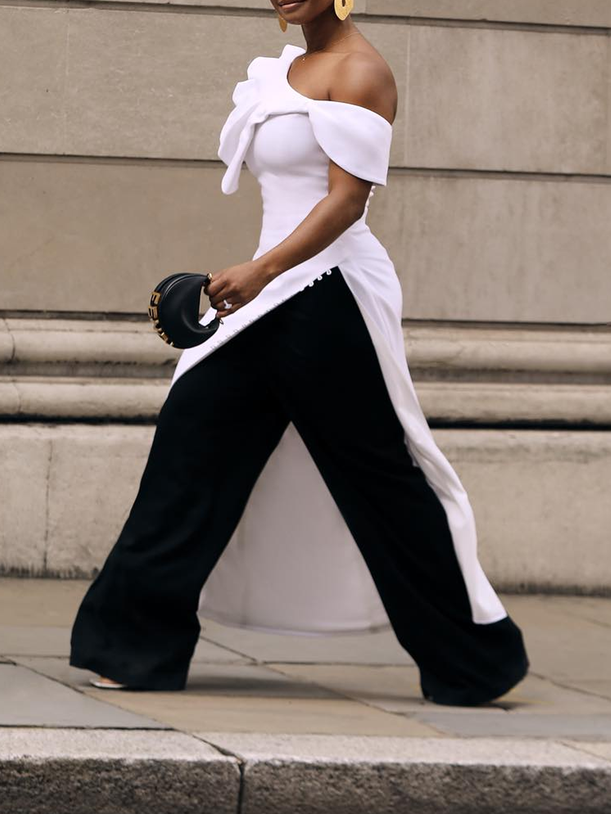 Asymmetrical Loose Plain Elegant Jumpsuit With No
