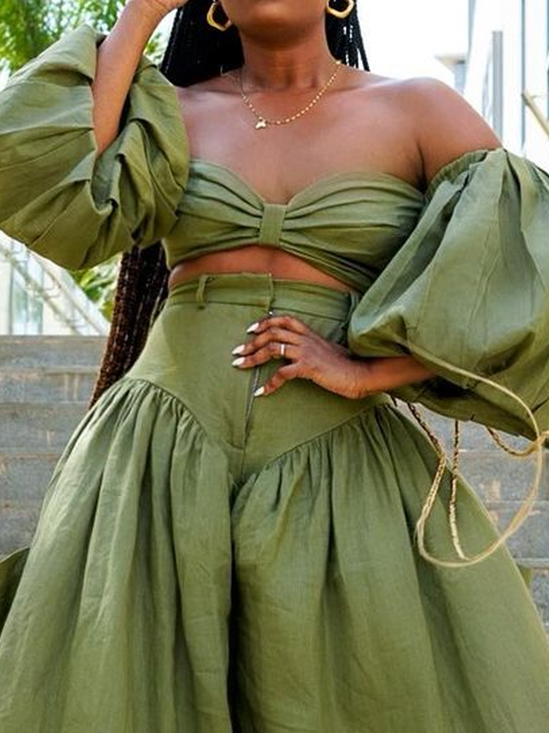 Elegant Regular Fit Plain Cold Shoulder Shirt