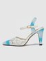 Elegant Floral Lace Ombre Chunky Heel Sandals