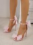 Mesh Bowknot Decor Stiletto Heel Ankle Strap Sandals