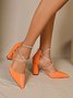 St. Patrick's Day Rhinestone Strappy Chunky Heel Hollow Pumps with Back Zip