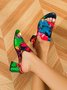 Multicolor Abstract Printed Block Heel Mule Sandals