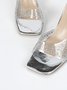 Transparent PVC Rhinestone Square Toe Stiletto Heel Sandals