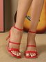 Minimalist Square Toe Ankle Strap Stiletto Heel Sandals