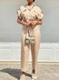 Plain Shawl Collar Jumpsuit With No
