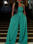 Spaghetti Regular Fit Plain Vacation Jumpsuit With No