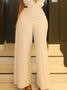 V Neck Vacation Jumpsuit With No