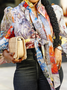 Floral Regular Fit Lotus Leaf Collar Elegant Shirt