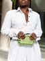 Shirt Collar Striped Vacation Blouse