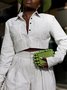 Shirt Collar Striped Vacation Blouse