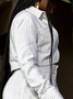 Shirt Collar Striped Vacation Blouse