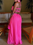 Regular Fit Elegant Spaghetti Plain Jumpsuit With No