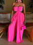 Regular Fit Elegant Spaghetti Plain Jumpsuit With No