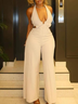 V Neck Vacation Jumpsuit With No