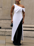 Asymmetrical Loose Plain Elegant Jumpsuit With No
